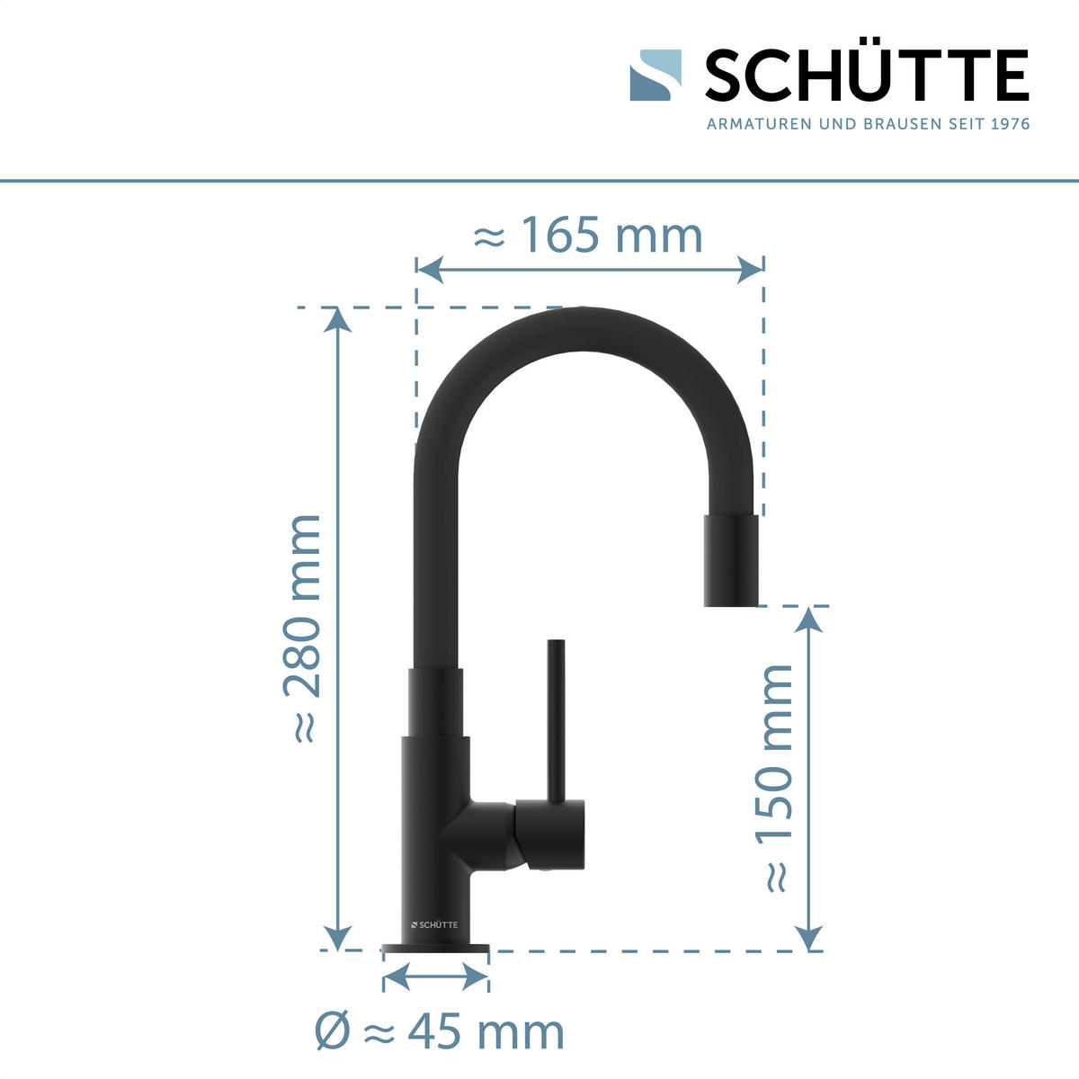 WASCHTISCHARMATUR  - Schwarz, Metall (25/20/5cm) - Schütte