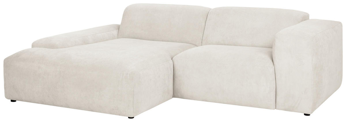 ECKSOFA in Cord Creme  - Creme/Schwarz, Design, Kunststoff/Textil (170/252cm) - MID.YOU