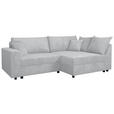 ECKSOFA Grau Cord  - Schwarz/Grau, KONVENTIONELL, Kunststoff/Textil (245/153cm) - Carryhome