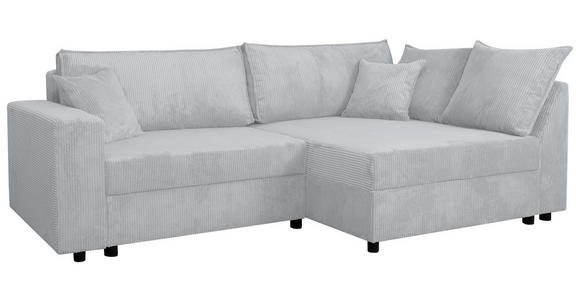 ECKSOFA Grau Cord - Schwarz/Grau, KONVENTIONELL, Kunststoff/Textil (245/153cm) - Carryhome