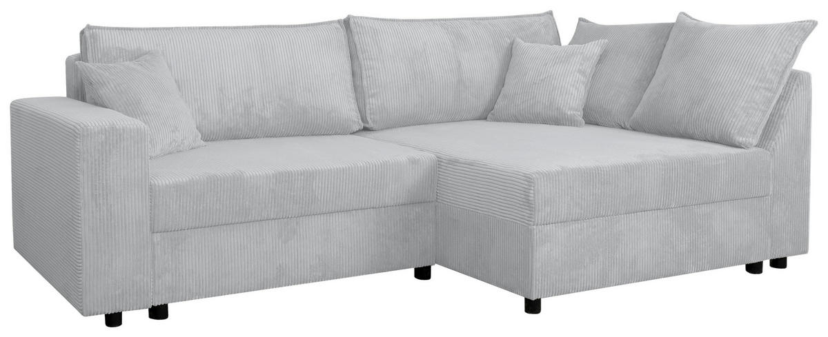 ECKSOFA Grau Cord  - Schwarz/Grau, KONVENTIONELL, Kunststoff/Textil (245/153cm) - Carryhome