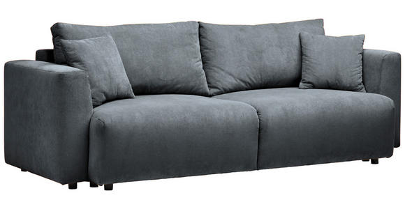 SCHLAFSOFA Cord Dunkelgrau Zierkissen, Rückenkissen, Bettkasten, Schlaffunktion, Rücken echt  - Dunkelgrau/Schwarz, Design, Kunststoff/Textil (250/92/105cm) - Carryhome