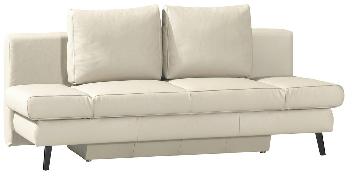SCHLAFSOFA in Echtleder Naturfarben  - Schwarz/Naturfarben, Design, Leder/Metall (200/85/90cm) - Novel