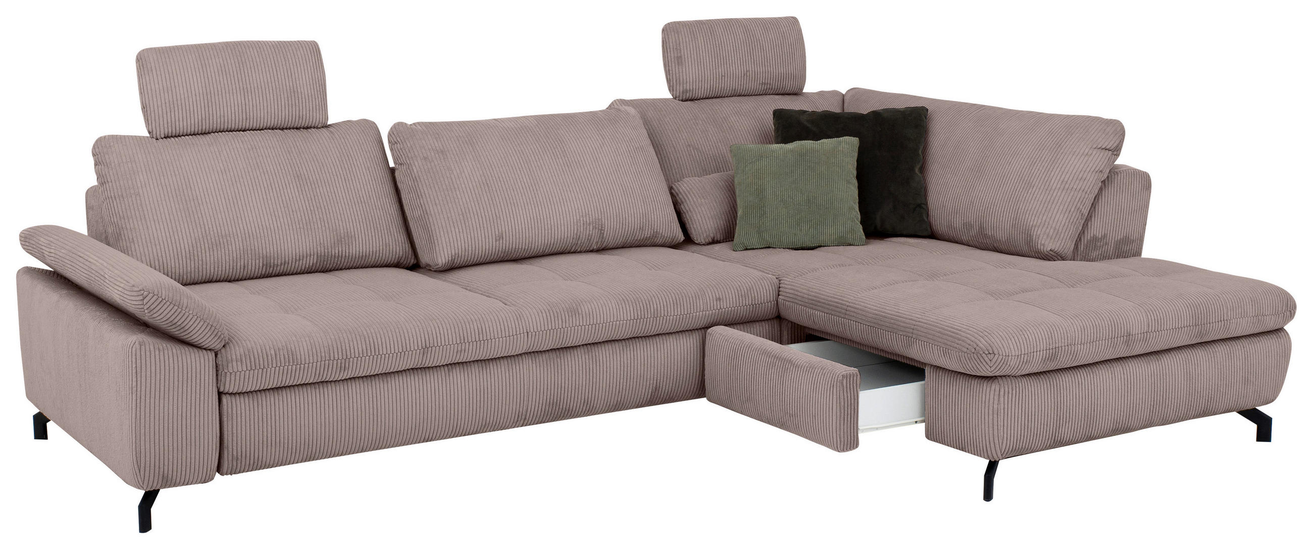 HÖRNSOFFA i manchester, velour gammelrosa  - svart/gammelrosa, Design, metall/textil (291/197cm) - Beldomo Style