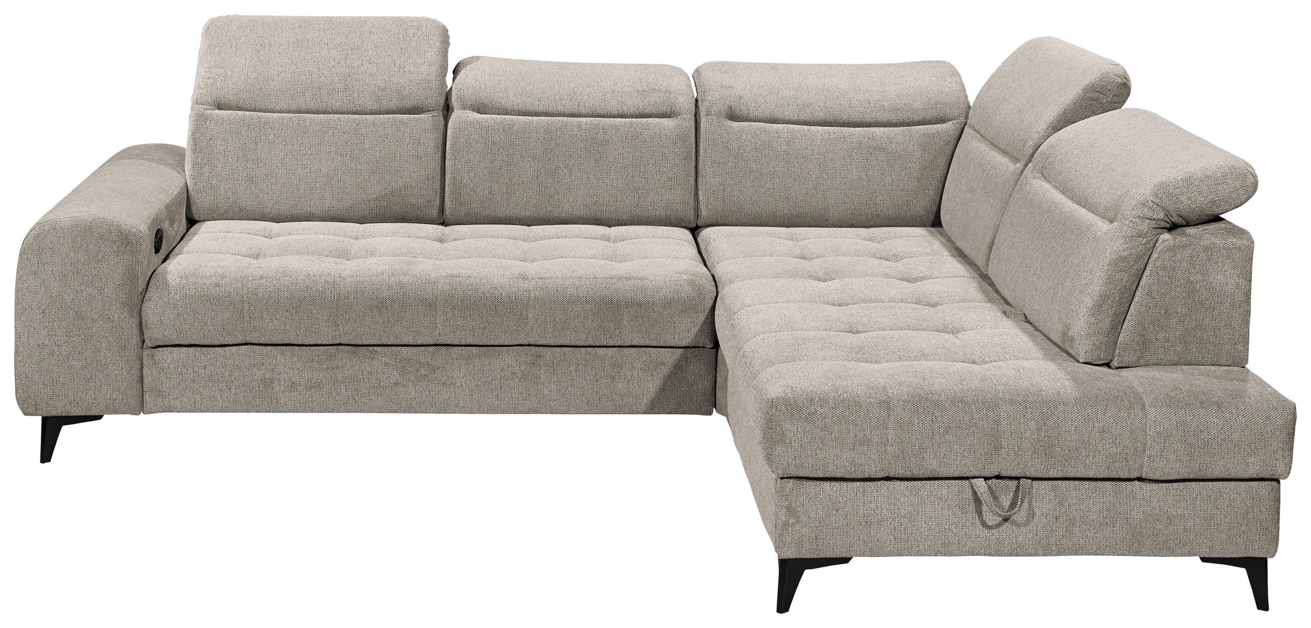 ECKSOFA Grau Webstoff  - Schwarz/Grau, KONVENTIONELL, Kunststoff/Textil (282/200cm) - MID.YOU
