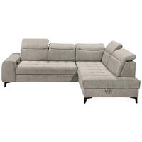 ECKSOFA in Webstoff Grau  - Schwarz/Grau, Konventionell, Kunststoff/Textil (282/200cm) - MID.YOU