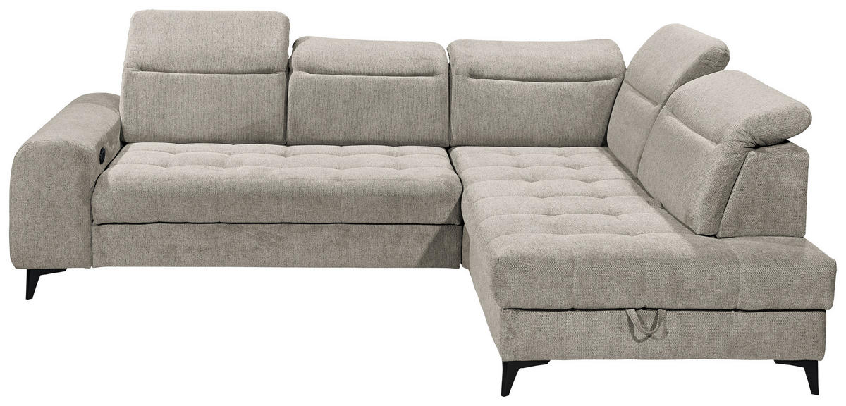 ECKSOFA in Webstoff Grau  - Schwarz/Grau, Konventionell, Kunststoff/Textil (282/200cm) - MID.YOU