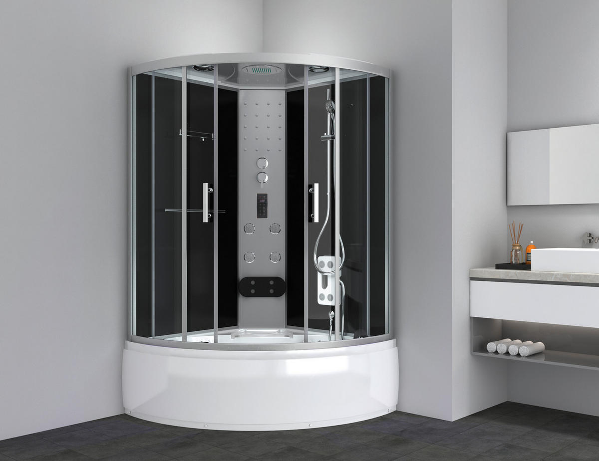 DAMPFDUSCHE 120/120/227 cm  in  - Schwarz/Weiß, Basics, Glas (120/120/227cm) - Sanotechnik