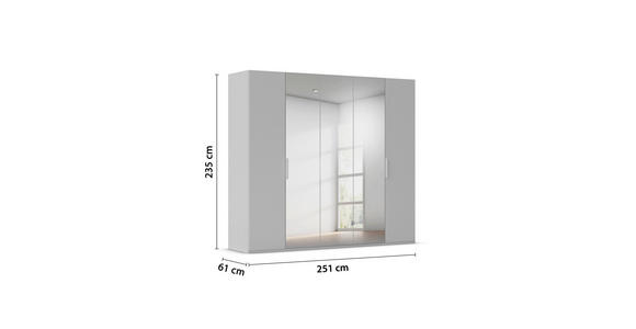 DREHTÜRENSCHRANK 251/235/61 cm,  in Graphitfarben, 5-türig  - Graphitfarben, Basics, Glas/Holzwerkstoff (251/235/61cm) - Novel