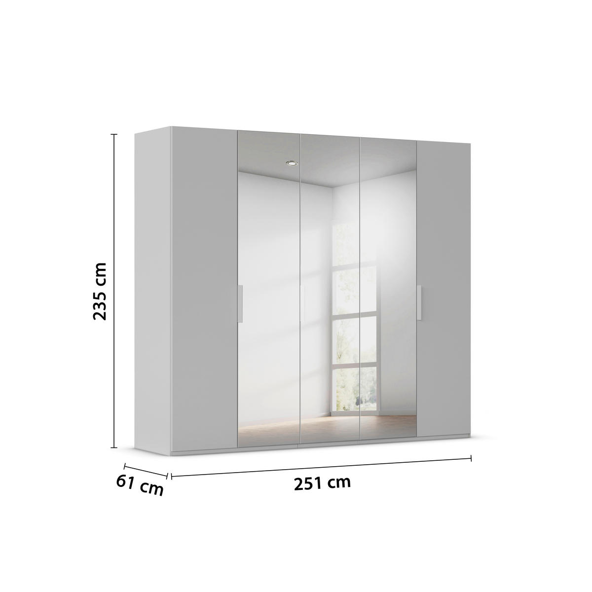 DREHTÜRENSCHRANK 251/235/61 cm,  in Graphitfarben, 5-türig  - Graphitfarben, Basics, Glas/Holzwerkstoff (251/235/61cm) - Novel