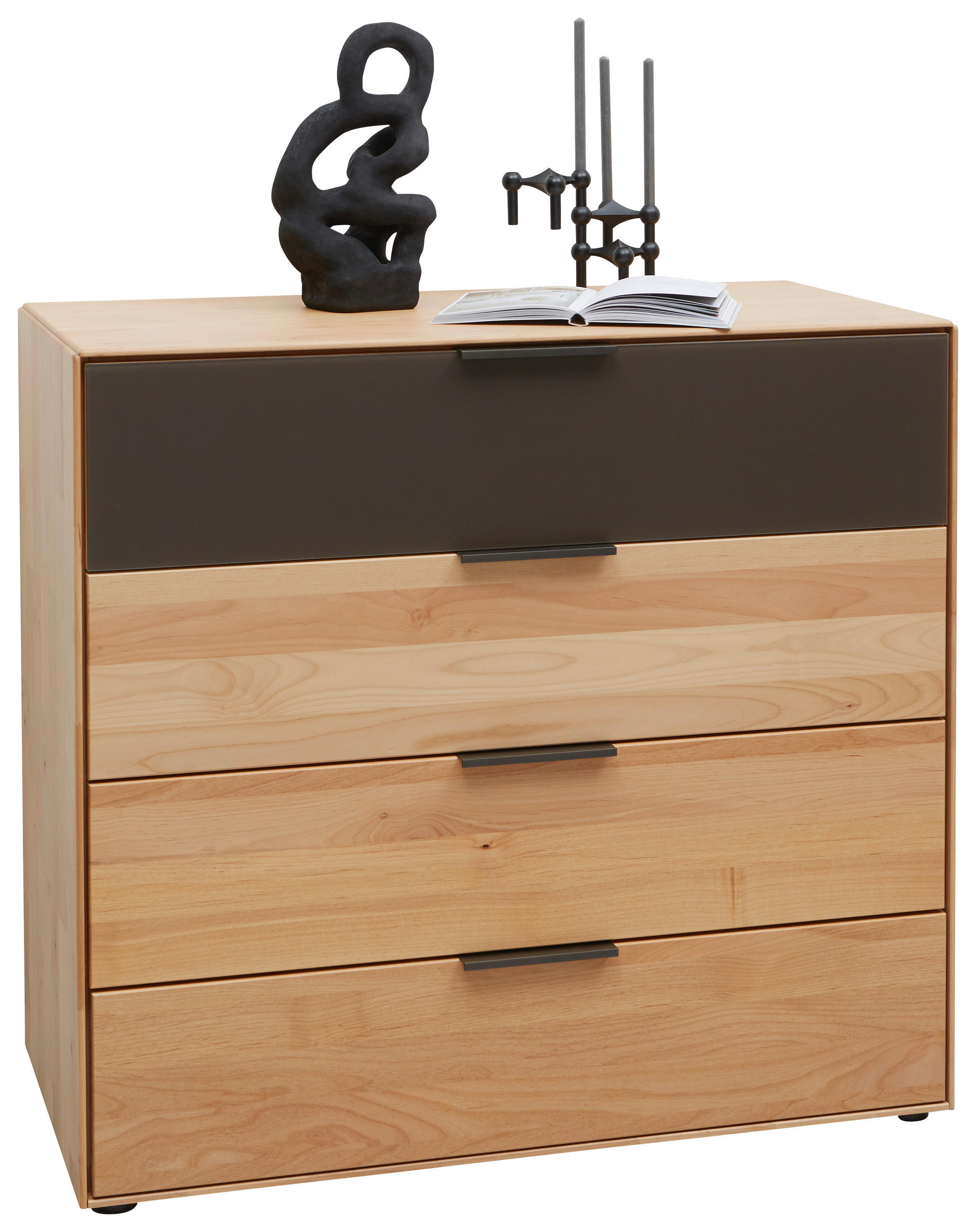 KOMMODE  in 91,5/84,7/44,2 cm  - Dunkelbraun/Erlefarben, Natur, Glas/Holz (91,5/84,7/44,2cm) - Valnatura