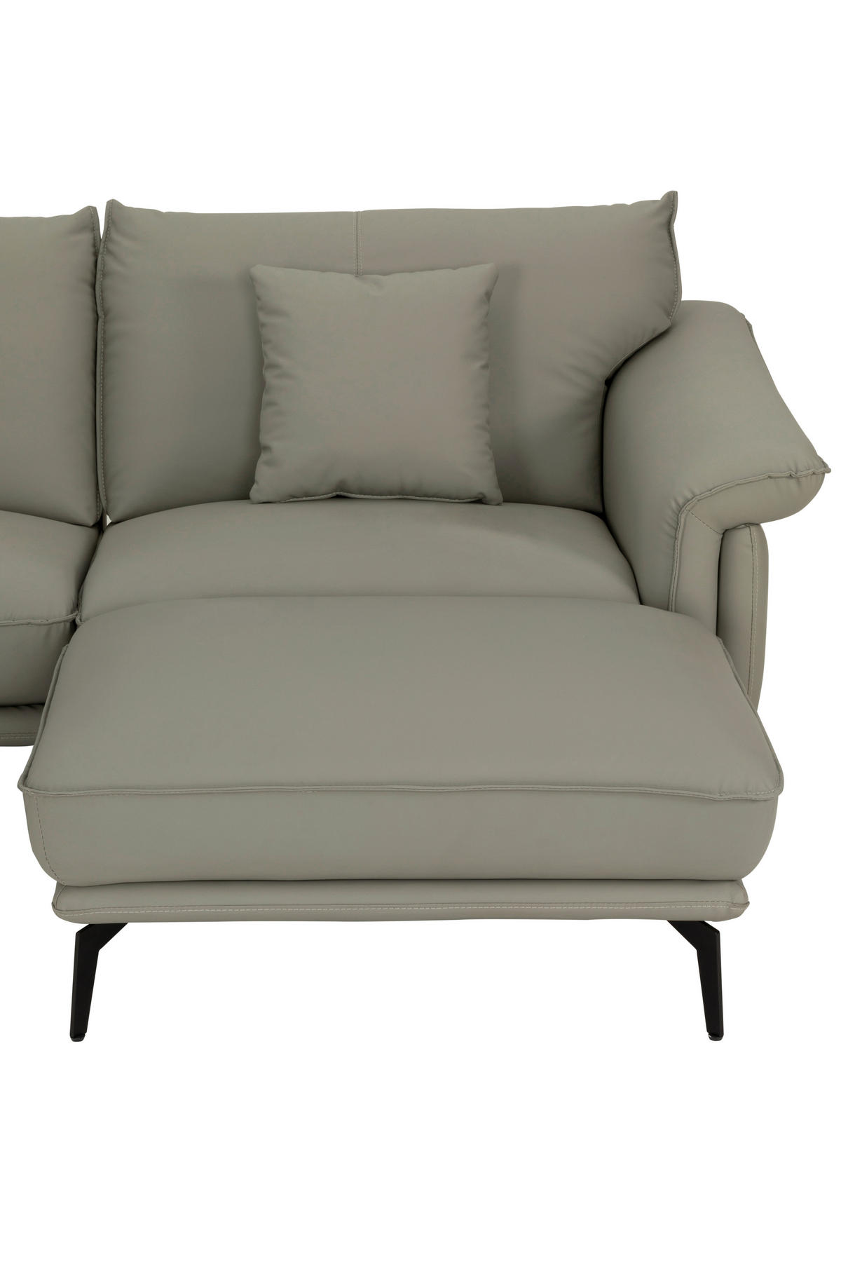 3-SITZER-SOFA inkl. Hocker Lederlook Taupe  - Taupe/Schwarz, Design, Textil/Metall (289/84/92cm) - MID.YOU