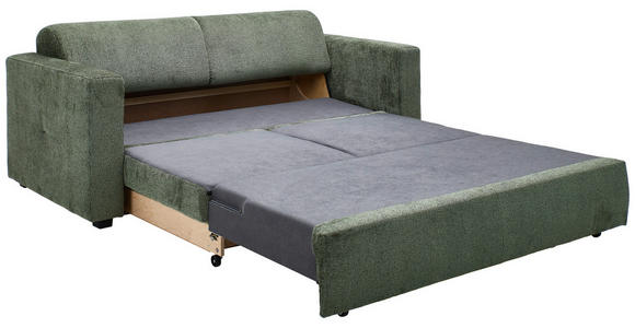 SCHLAFSOFA mit Typenauswahl, Schlafen auf Sitzhöhe, Liegefunktion, Rücken echt Chenille Olivgrün - Schwarz/Olivgrün, KONVENTIONELL, Kunststoff/Textil (198/81/97,5cm) - Carryhome