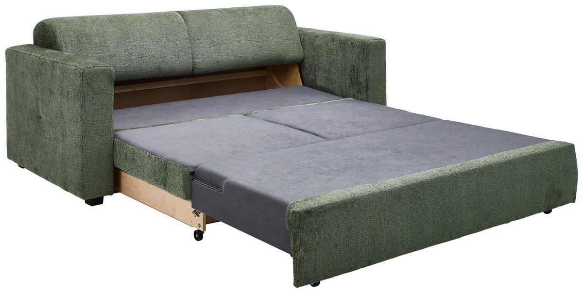 SCHLAFSOFA Chenille Olivgrün  - Schwarz/Olivgrün, KONVENTIONELL, Kunststoff/Textil (198/81/97,5cm) - Carryhome