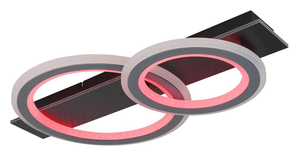 LED-DECKENLEUCHTE 63/37/8 cm   - Opal/Hellgrau, Design, Kunststoff/Metall (63/37/8cm) - Globo