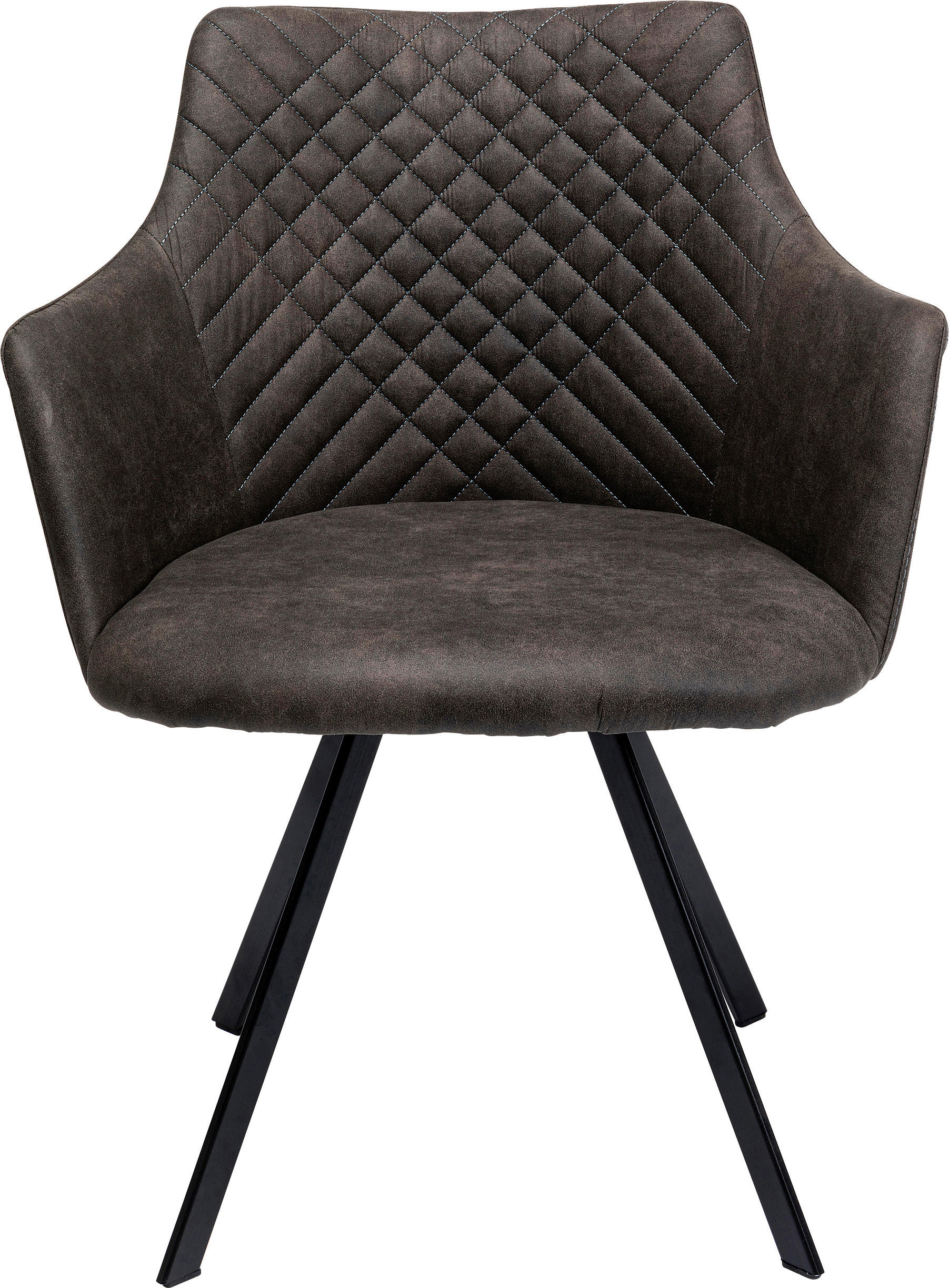 ARMLEHNSTUHL  Sitzfläche 360° drehbar Lederlook  - Anthrazit/Schwarz, Textil/Metall (53/84/59,5cm) - Kare-Design