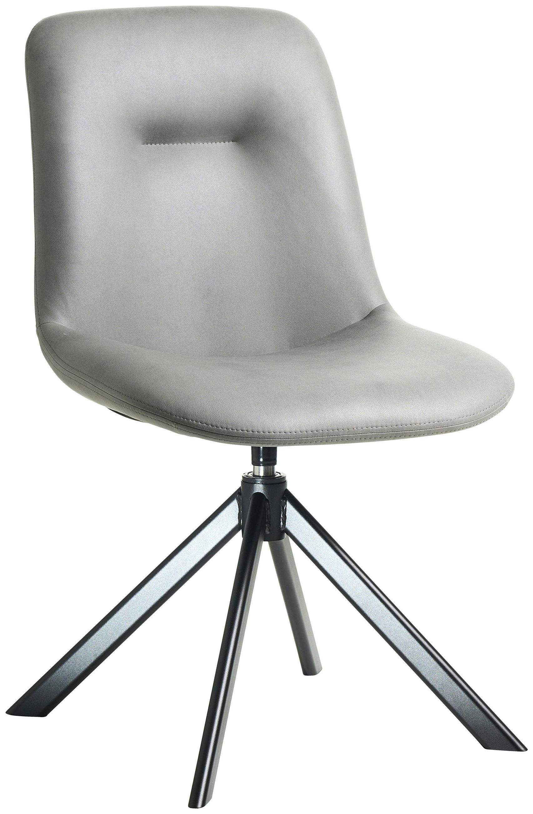 STUHL Lederlook (vegan) Schwarz, Hellgrau  - Hellgrau/Schwarz, Basics, Textil/Metall (51/89/61cm) - Celina Home