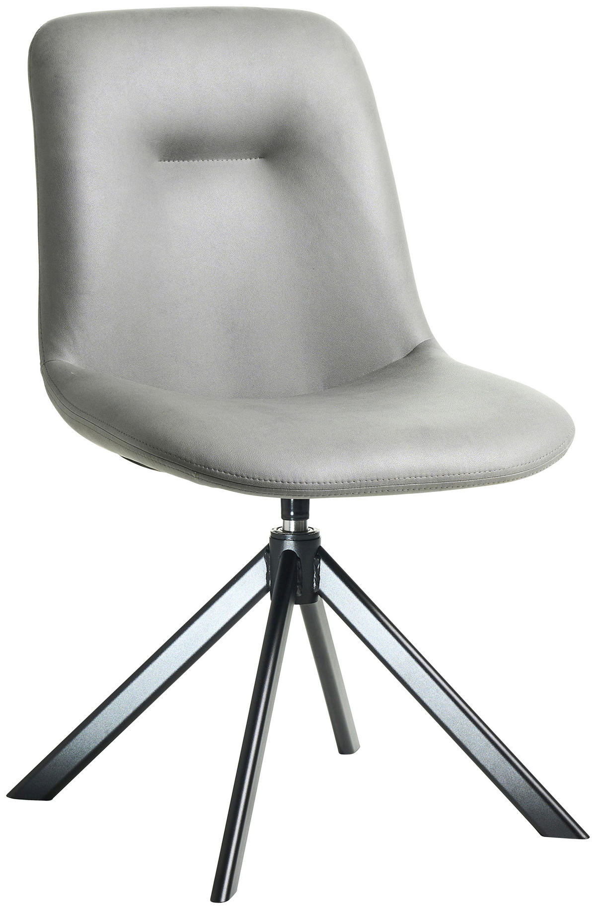 STUHL Lederlook (vegan) Schwarz, Hellgrau  - Hellgrau/Schwarz, Basics, Textil/Metall (51/89/61cm) - Celina Home