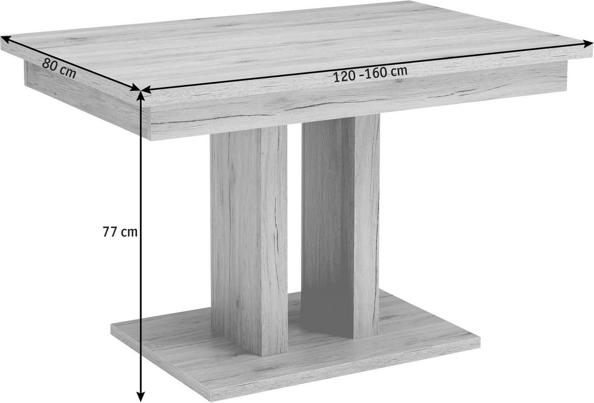 ESSTISCH in Holzwerkstoff 120-160/80/77 cm  - Eiche San Remo, Natur, Holzwerkstoff (120-160/80/77cm) - Cantus