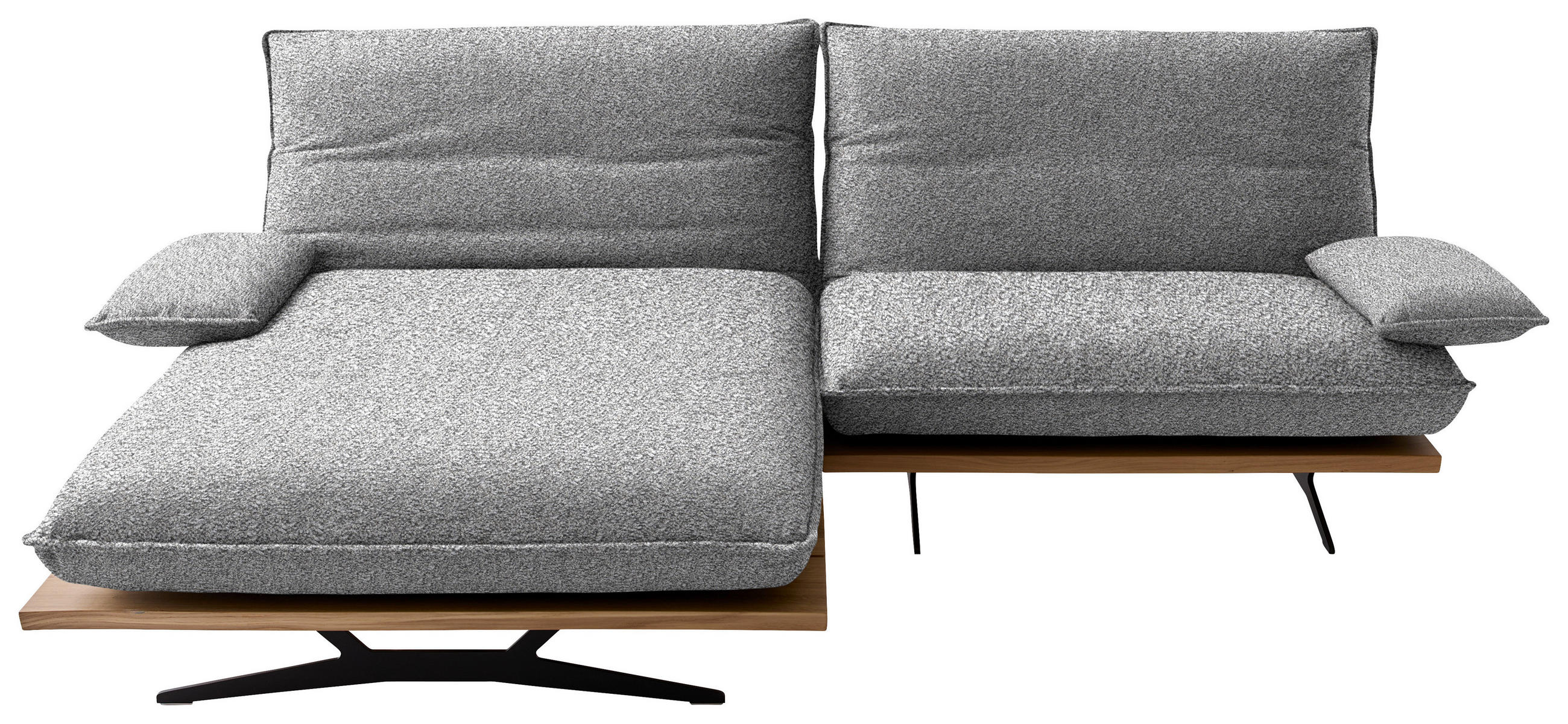 ECKSOFA  in Chenille, Flachgewebe Grau, Wildeiche  161/284 cm  - Wildeiche/Schwarz, Design, Holz/Textil (161/284cm) - Koinor