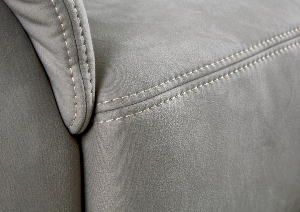 3-SITZER-SOFA in Mikrofaser Grau  - Beige/Alufarben, Konventionell, Textil/Metall (198/100/89cm) - Beldomo Comfort