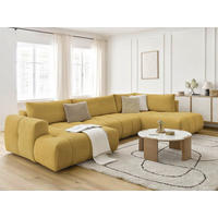 WOHNLANDSCHAFT  FUJI  Gelb Leinenoptik  - Gelb/Schwarz, MODERN, Kunststoff/Textil (160/377/204cm)