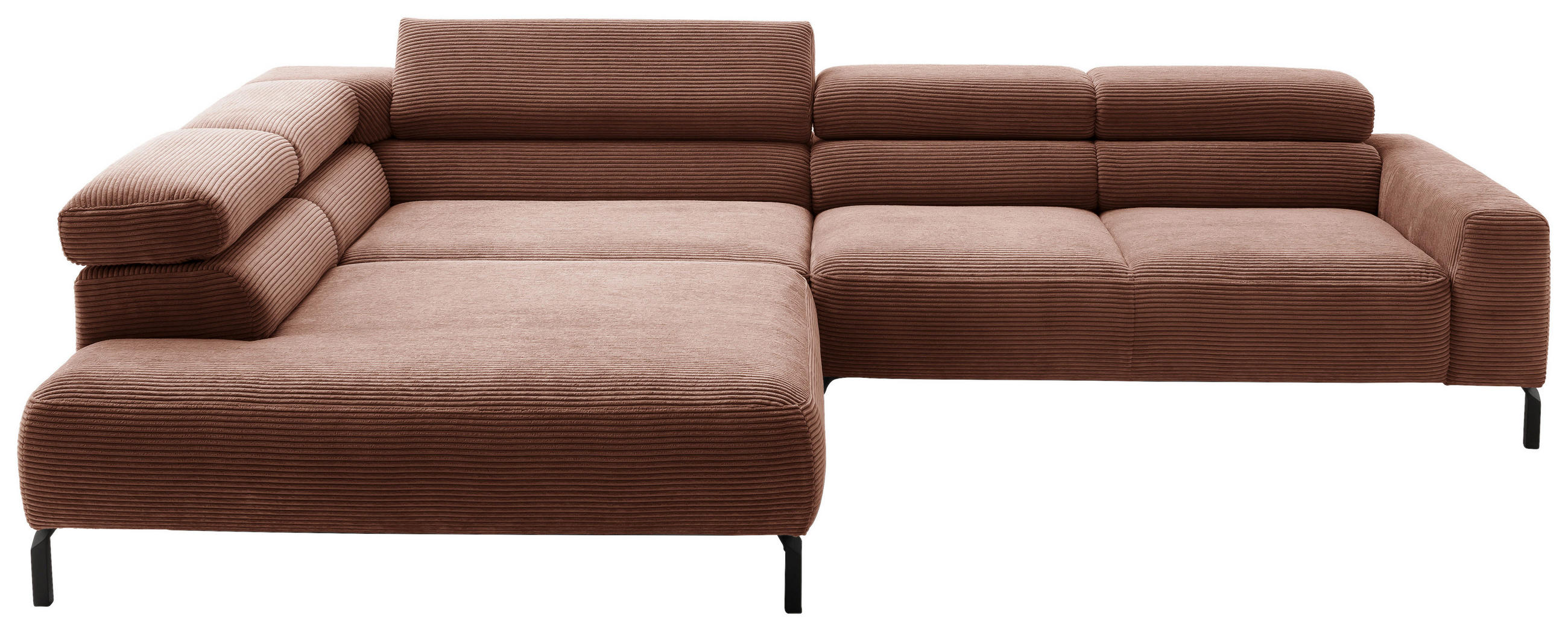ECKSOFA Rostfarben Cord  - Rostfarben/Schwarz, MODERN, Textil/Metall (219/309cm) - Pure Home Lifestyle