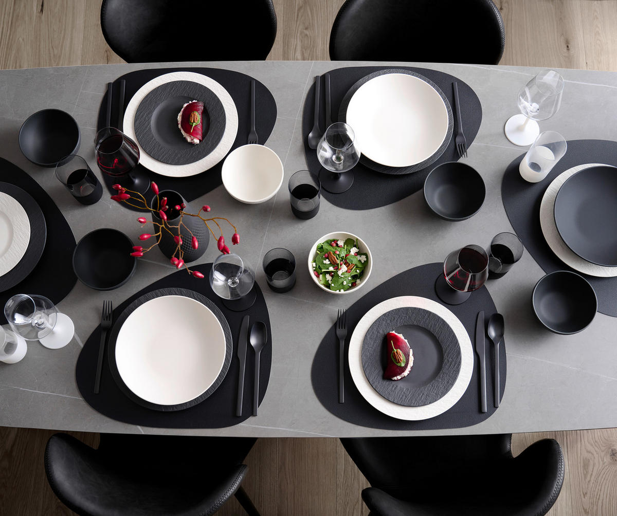 TAFELSERVICE Schwarz 16-teilig Manufacture Rock  - Schwarz, Design, Keramik - Villeroy & Boch
