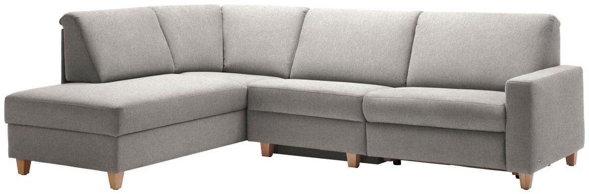 ECKSOFA in Flachgewebe Ecru  203/261 cm  - Ecru/Eichefarben, KONVENTIONELL, Holz/Textil (203/261cm) - Sedda