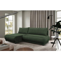ECKSOFA PAROS Dunkelgrün Bouclé  - Dunkelgrün/Schwarz, Design, Kunststoff/Textil (179/277cm) - MID.YOU