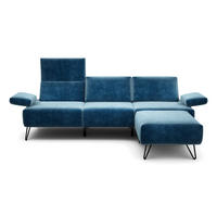 3-SITZER-SOFA Samt Blau  - Blau/Schwarz, Design, Textil/Metall (234-264/85/86-94cm) - SENSOO