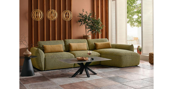 ECKSOFA Coperta in Chenille Dunkelgrün  340/190 cm  - Dunkelgrün/Schwarz, Design, Kunststoff/Textil (340/190cm) - Belluti