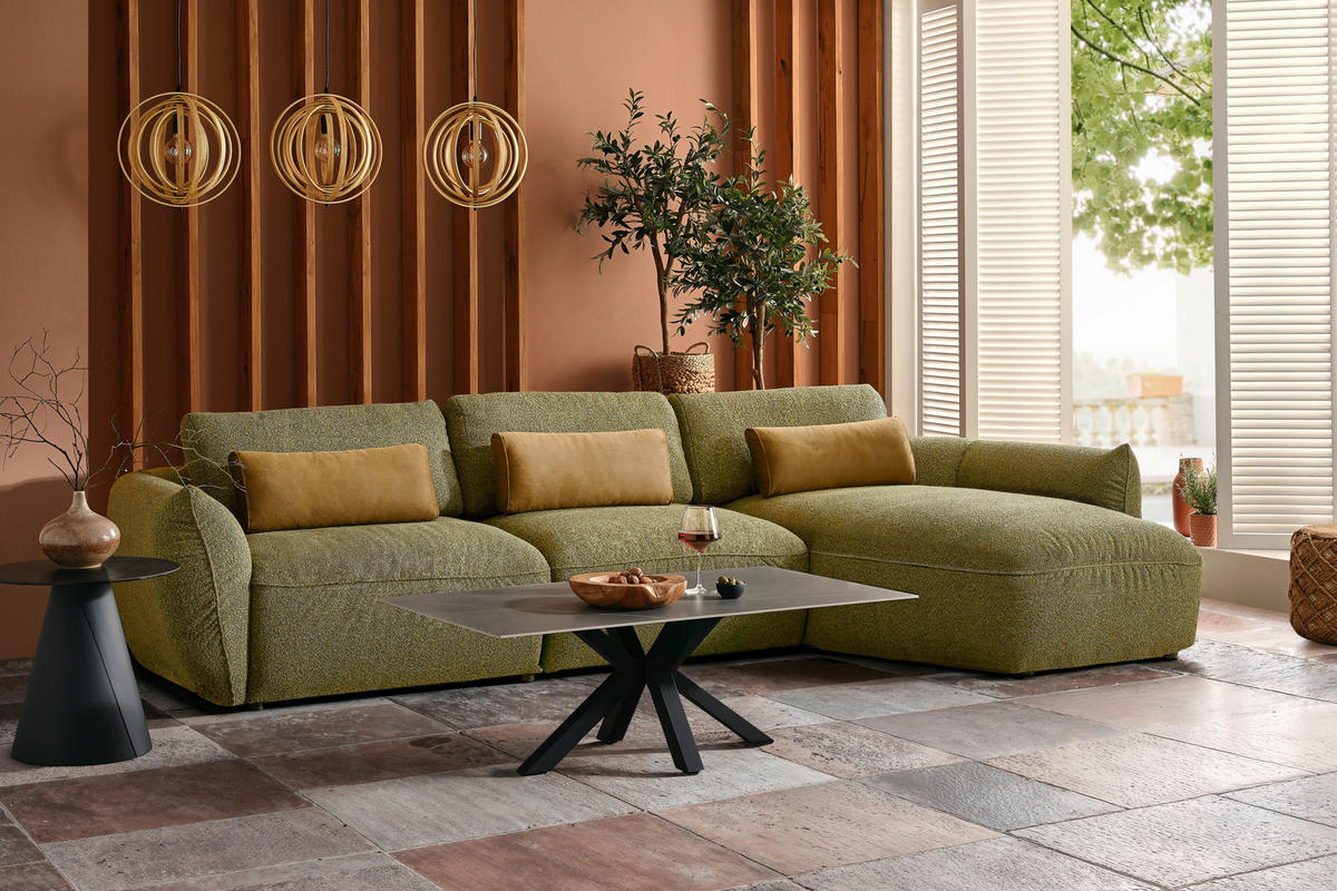 ECKSOFA Coperta Dunkelgrün Chenille Rückenkissen, Nierenkissen  - Dunkelgrün/Schwarz, Design, Kunststoff/Textil (340/190cm) - Belluti