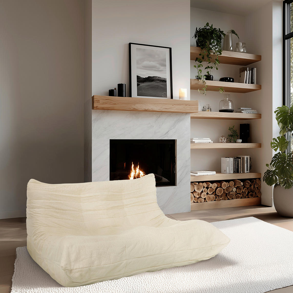 LOUNGESESSEL Cord Beige    - Beige, MODERN, Textil (140/72/100cm) - MID.YOU