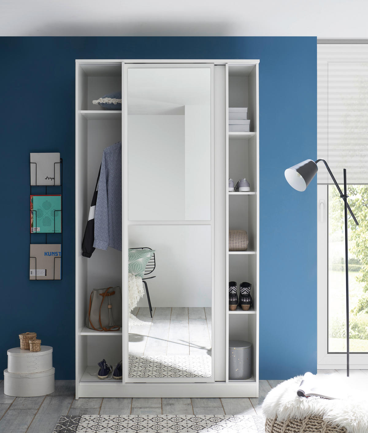 SCHIEBETÜRENSCHRANK 120/220/45 cm 2-türig Weiß  - Weiß, Basics (120/220/45cm) - MID.YOU