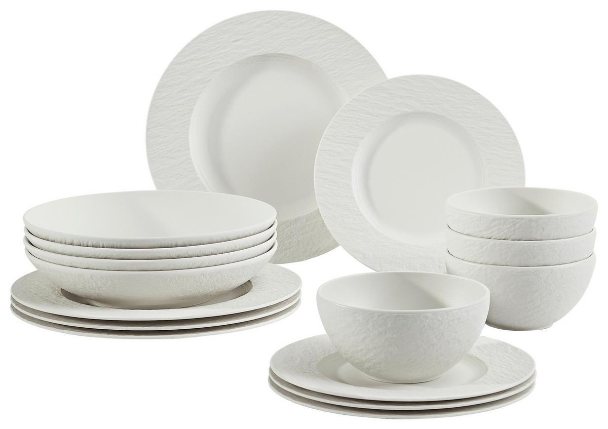 TAFELSERVICE Weiß 16-teilig Manufacture Rock blanc  - Weiß, KONVENTIONELL, Keramik - Villeroy & Boch