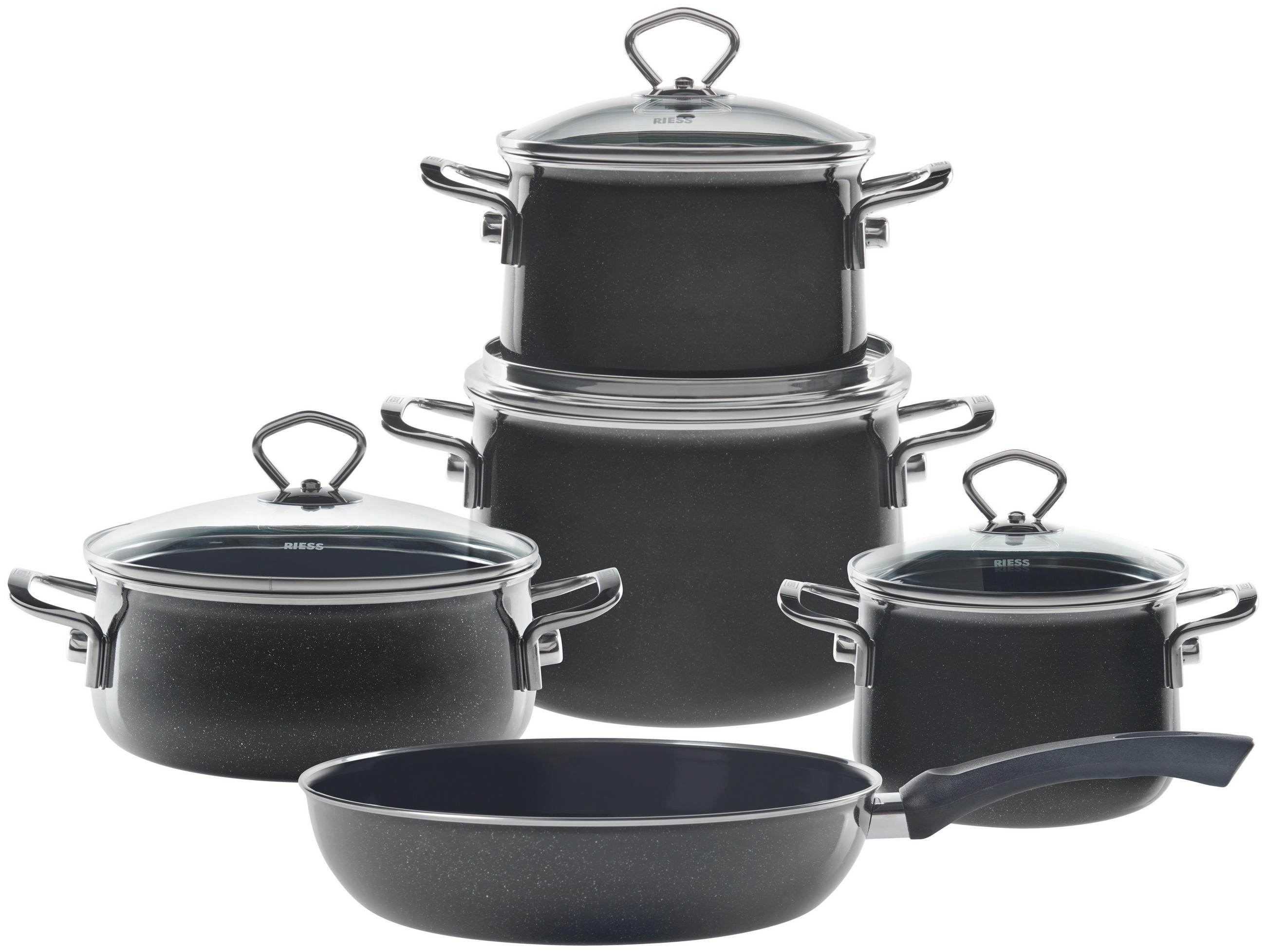 KOCHTOPFSET Black Magic 5-teilig - Basics, Glas/Metall - Kelomat