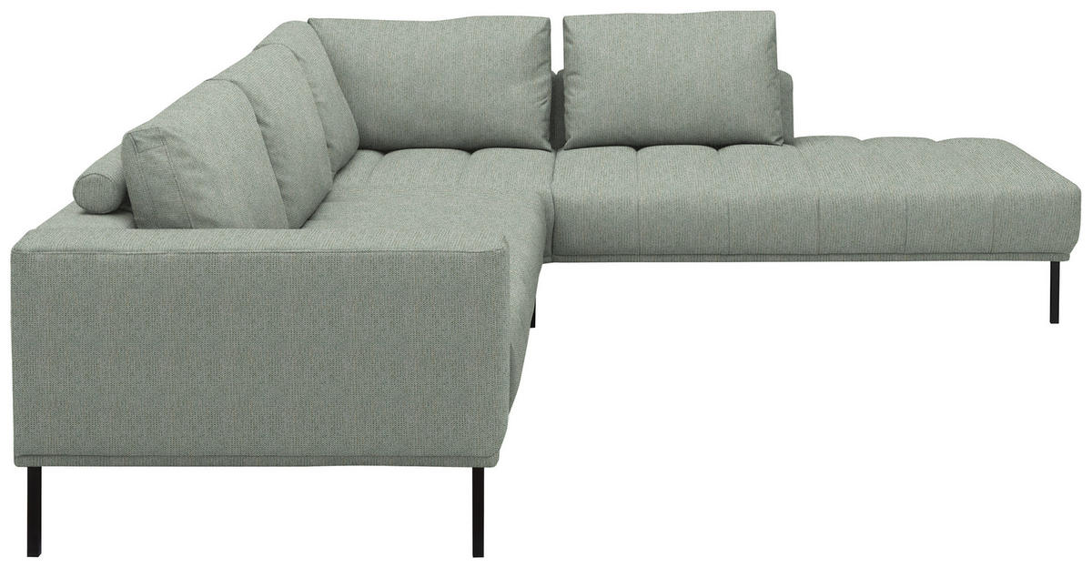 ECKSOFA Flachgewebe Platinfarben  - Platinfarben/Schwarz, Design, Textil/Metall (308/270cm) - Pure Home Lifestyle