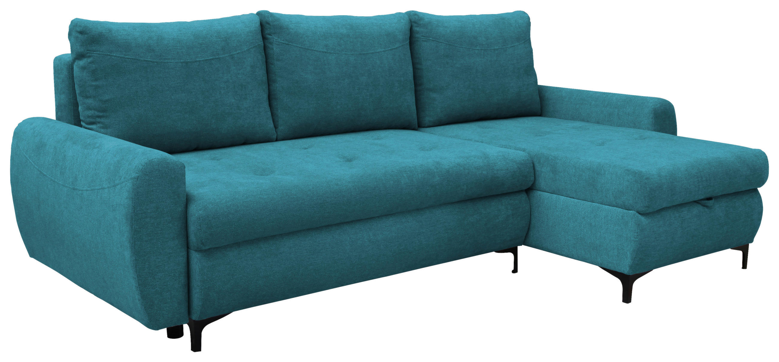 ECKSCHLAFSOFA Mikrofaser Türkis  - Türkis/Schwarz, KONVENTIONELL, Textil/Metall (237/146cm) - Livetastic