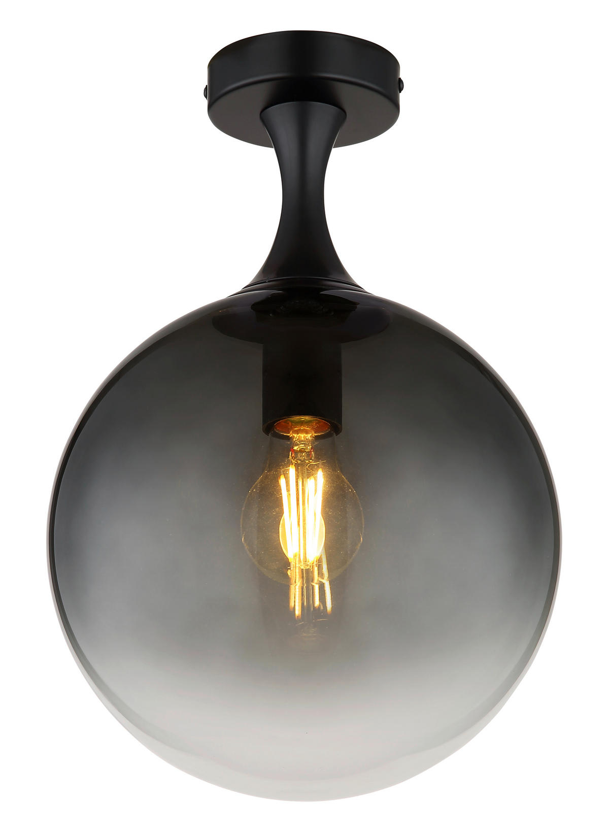 DECKENLEUCHTE  25/37,5 cm    - Schwarz, Design, Glas/Metall (25/37,5cm) - Globo