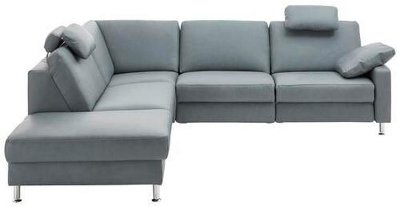 ECKSOFA in Echtleder Grau  - Alufarben/Grau, Design, Leder/Metall (242/275cm) - Dieter Knoll