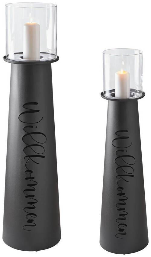 WINDLICHT Schwarz 31/114 cm  - Schwarz, Basics, Glas/Metall (31/114cm) - Boltze Home