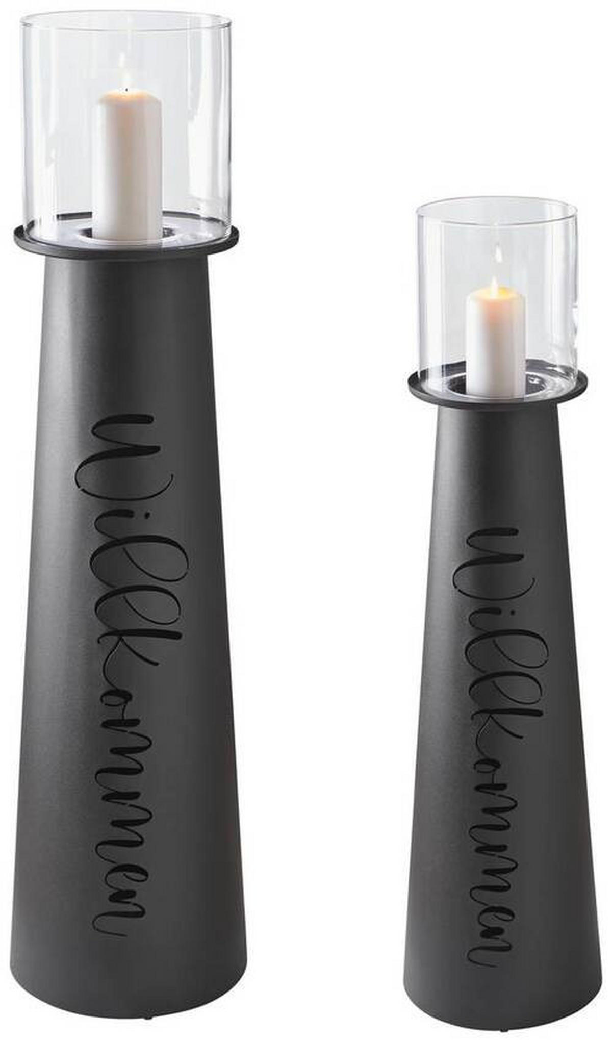 WINDLICHT Schwarz 31/114 cm  - Schwarz, Basics, Glas/Metall (31/114cm) - Boltze Home