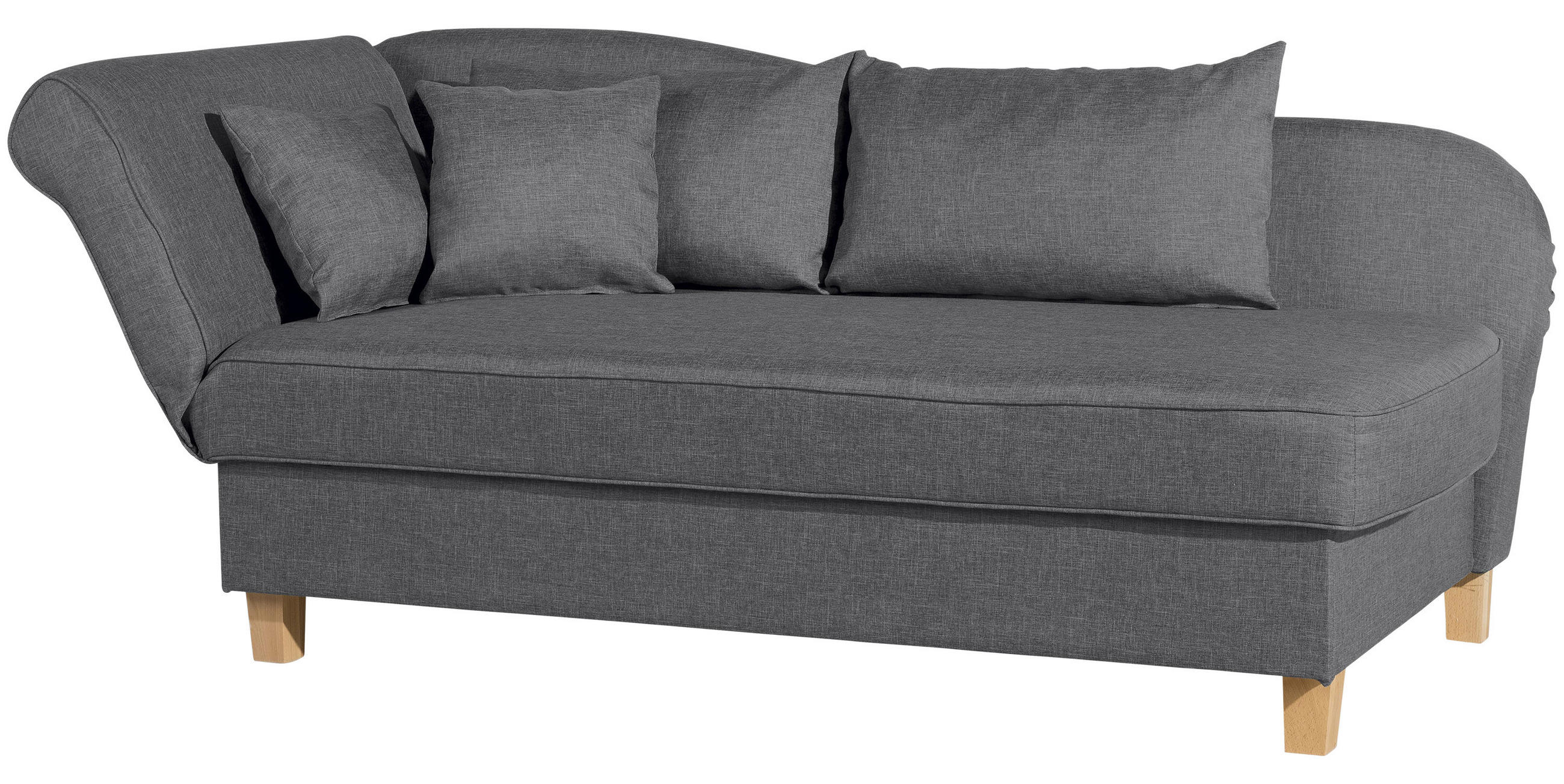 RÉCAMIERE Graphitfarben Flachgewebe  - Buchefarben/Graphitfarben, Design, Holz/Textil (190/88/82cm) - Max Winzer