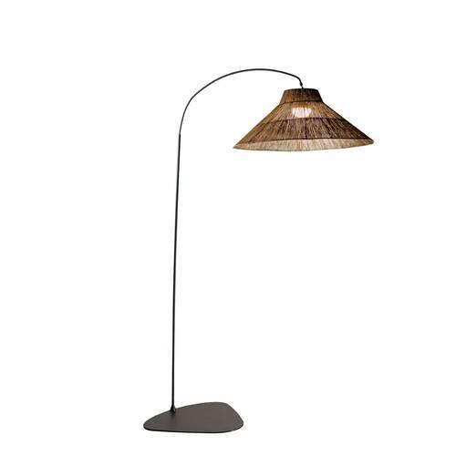 AUßENSTEHLEUCHTE NIZA 80/230/80 cm   - Beige/Schwarz, Basics, Naturmaterialien/Metall (80/230/80cm) - New Garden