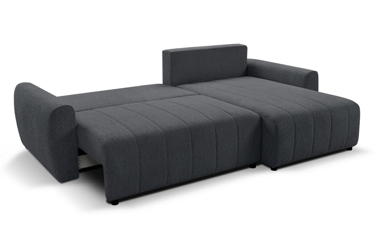 ECKSOFA LUNA Grau Struktur, Bouclé  - Schwarz/Grau, Design, Kunststoff/Textil (260/161cm) - Livetastic
