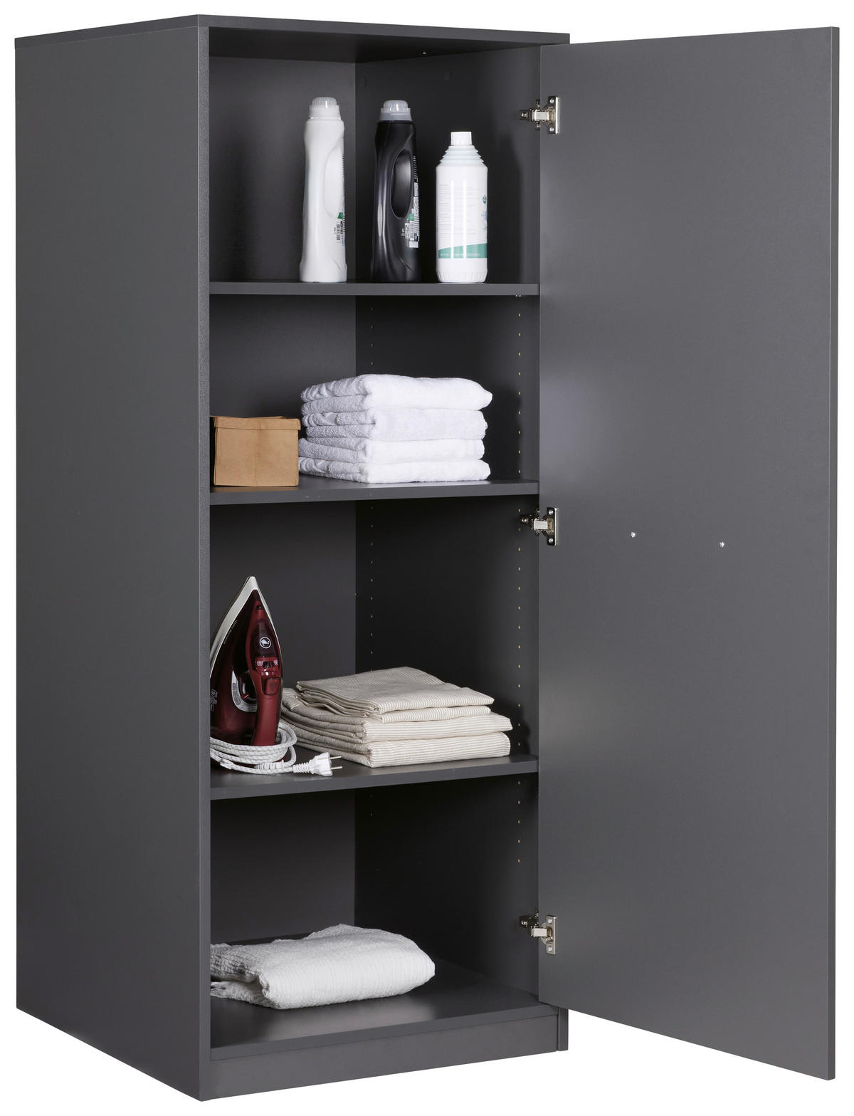 MEHRZWECKSCHRANK 67/164/68 cm  in Anthrazit  - Anthrazit/Schwarz, MODERN, Holzwerkstoff/Metall (67/164/68cm) - home24