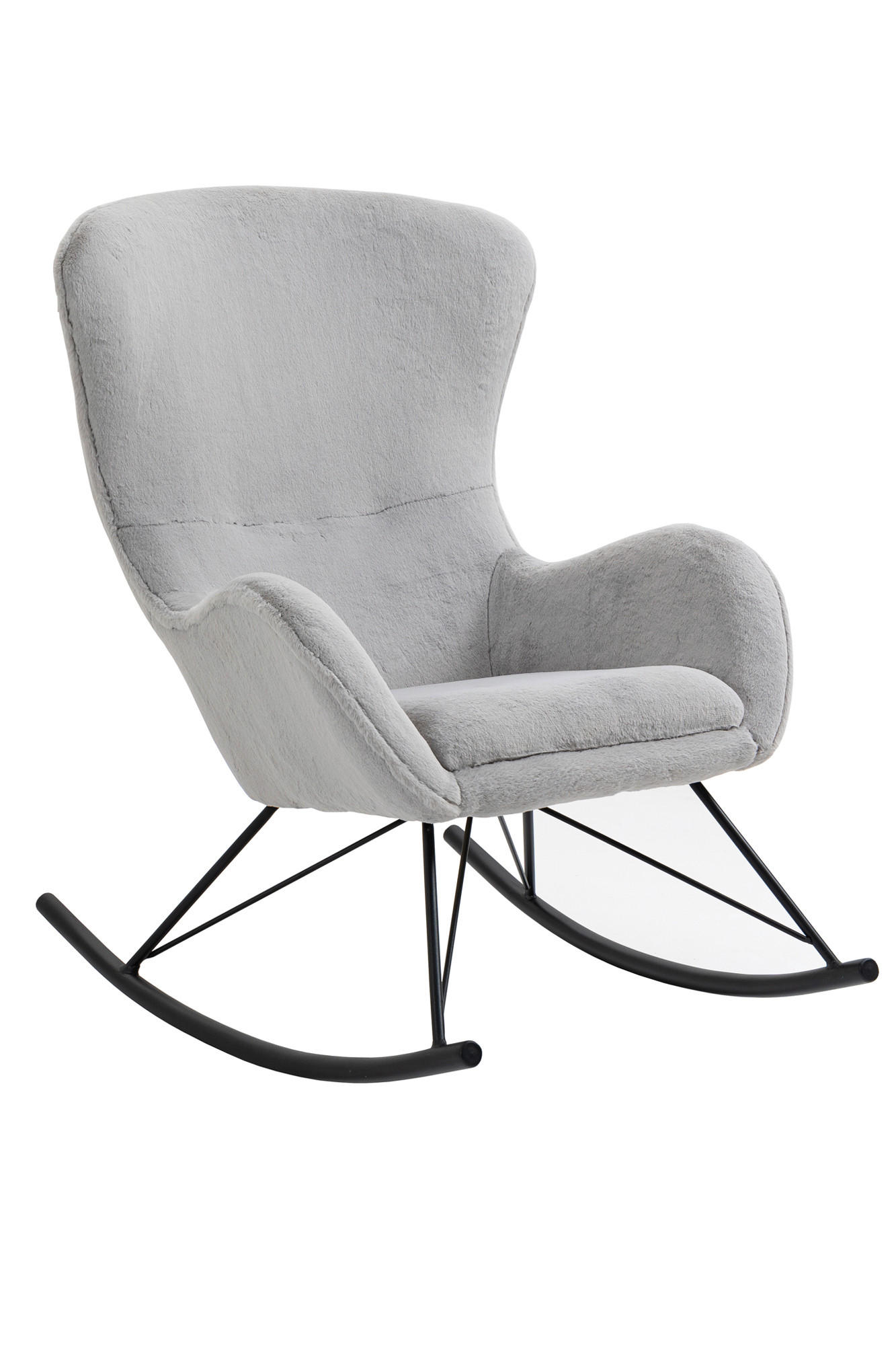 SCHAUKELSTUHL in Hellgrau, Schwarz  - Hellgrau/Schwarz, MODERN, Textil/Metall (70/102/94cm) - Livetastic