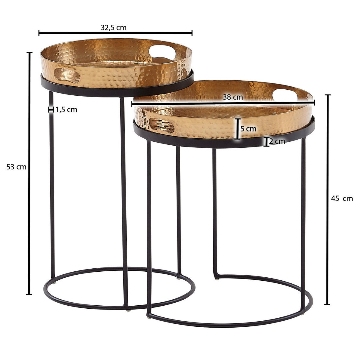 SET MIZIC, zlate barve  - zlate barve/črna, Moderno, kovina (32,5/32,5/53cm) - MID.YOU