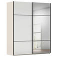 SCHWEBETÜRENSCHRANK 201/223/68 cm 2-türig Weiß, Champagner  - Champagner/Schwarz, KONVENTIONELL, Glas/Holzwerkstoff (201/223/68cm) - Novel